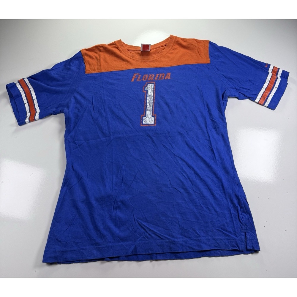 FLORIDA GATORS Nike Team‎ #1 Blue Orange Football Jersey Tee XL Vintage